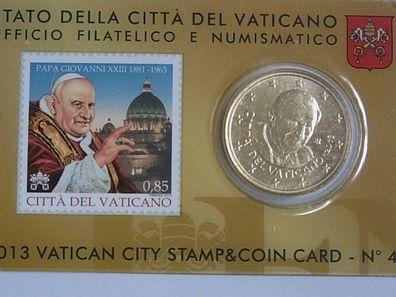 50 cent 2013 Vatikan coinard Papst Benedikt XVI. mit Briefmarke Johannes XXIII.