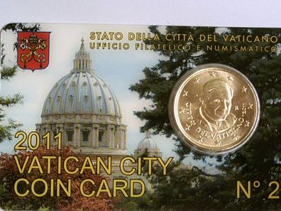 50 cent 2011 Vatikan coincard Nr. 2 Papst Benedikt XVI. die 2. von Benedikt XVI.