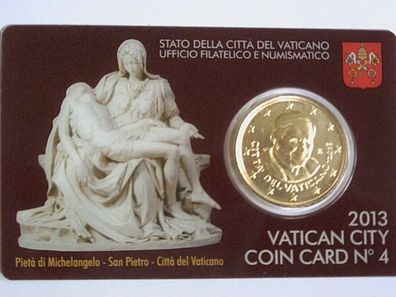 50 cent 2013 Vatikan coincard Nr. 4 Michelangelo DIE Letzte mit Papst Benedikt XVI.