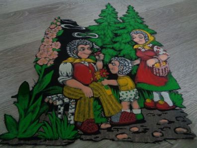 alter Wandbehang/ Wandbild Familie Borstel- Schmuck Kinderzimmer