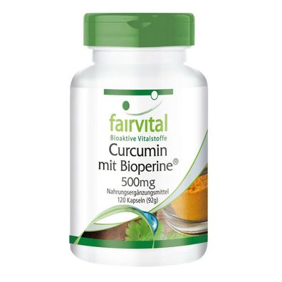 Curcumin mit Bioperin Curcuma-Extrakt, Curcuminoide, 120 Kapseln - fairvital