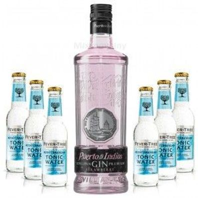 PUERTO DE INDIAS Strawberry GIN 0,7l (37,5% Vol) + 6x Fever-Tree Mediterranean