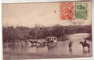 46905 Ak Montevideo Uruguay Kutsche durchquert Fluß 1909