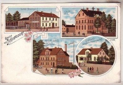 60391 Ak Lithographie Gruß aus Diethensdorf um 1900