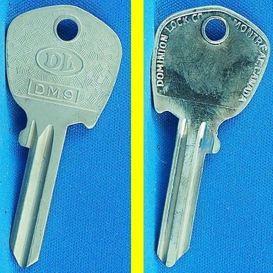 DL Schlüsselrohling DM9 für DOM FR 1 - 1250 / Ford - Fiat / altes Zündschloss