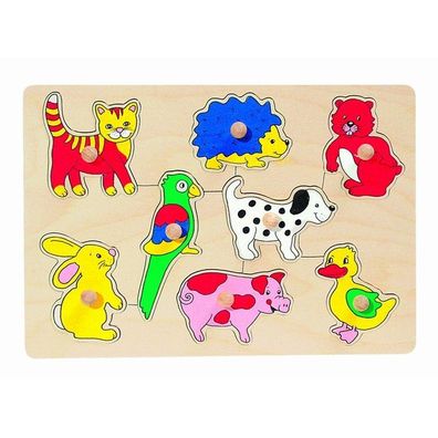 Steckpuzzle "Tierkinder" Tiere Puzzle goki Holzpuzzle HP007