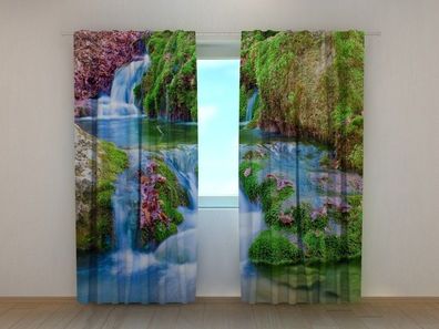 Fotogardine Paradies Wasserfall Vorhang bedruckt Fotovorhang mit Motiv nach Maß