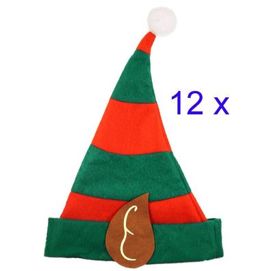 12 x Kinder Elfen Hut Elfenmütze Elfenhut Mütze Wichtel Weihnachten Elfe