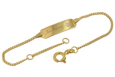 TRENDOR Schmuck Armband für Babys 333 Gold/8 Kt mit Engel-Plakette 14 cm 75091 