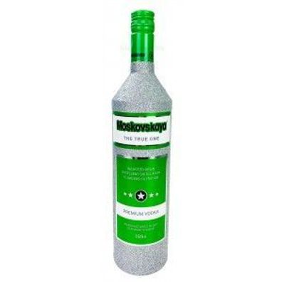 Moskovskaya Vodka 1l (38% Vol) Bling Bling Glitzerflasche in silber- [Enthält S