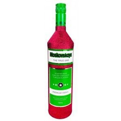 Moskovskaya Vodka 1l (38% Vol) Bling Bling Glitzerflasche in hot pink- [Enthält