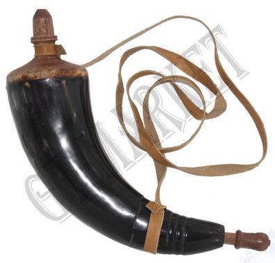 Pulverhorn mit Lederriemen - Mittelalter Zubehör, Ausrüstung