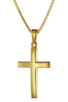 trendor Schmuck Kreuz 21 mm Gold 585 mit goldplattierter Silberkette für Frauen 7554