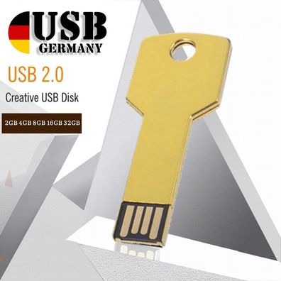 USB Stick Key Gold Metall metal USB Flash Drive 2.0 USB-Germany
