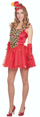 Rubies 13206 - Pomponkleid, Damen Kostüm, Gr. 34 - 42, Minikleid + Handschuhe