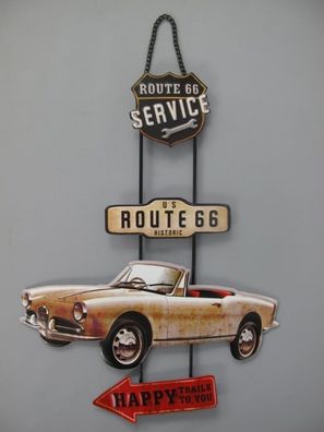 Blechschild, Reklameschild 2-teilig, Route 66 Auto Service, Auto Schild 46x30 cm