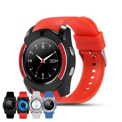 V8 Sport Smartwatch Rot Uhren Handy Smart Watch für iOS und Android