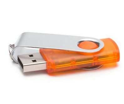 UNIREX Orange Transparent USB STICK SWIVEL 1GB bis 128GB und 4 Bügel wählbar.