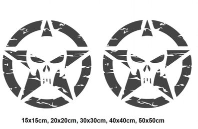 2 x Punisher RETRO Star Aufkleber Autoaufkleber Totenkopf US Army Sticker 286/8