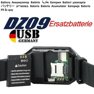Ersatz Akku für Smart Watch DZ-09 battery Accu Batterie DZ 09 Smartwatch