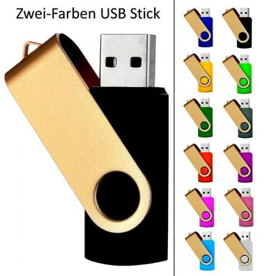 Zweifarbiger USB STICK SWIVEL Schwarz mit Gold Bügel plus zweite Farbe dazu
