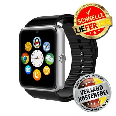 GT08 Smartwatch Silber Bluetooth Armband Uhr für iOS iPhone Android