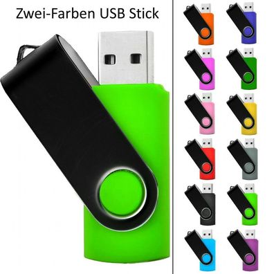 Zweifarbiger USB STICK SWIVEL GRÜN mit Schwarzen Bügel plus zweite Farbe dazu