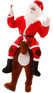 Kostüm Weihnachtsmann auf Rentier Huckepack Gr. M/ L reitender Santa Claus (Gr. M/ L)