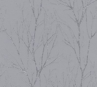 Vliestapete Floral Natur Äste Zweige grau metallic 372601