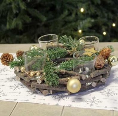 Adventskranz mit 4 Cups gold