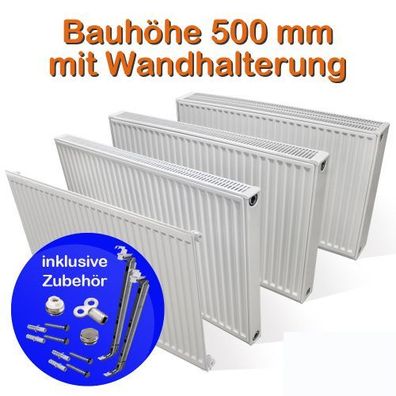 L/ängen Buderus Logatrend Kompakt-Flachheizk/örper C-Profil Typ 33 BH 500 vers Halter BL: 1200 mm
