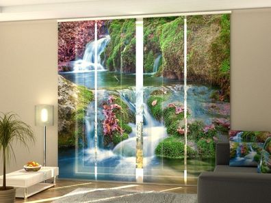 Fotogardinen Wasserfall zauberhaft Schiebevorhang mit Foto Schiebegardine auf Maß