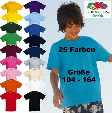 FRUIT OF THE LOOM T-SHIRT KINDER 104 116 128 140 152 164 Tshirts 25 FARBEN * NEU*