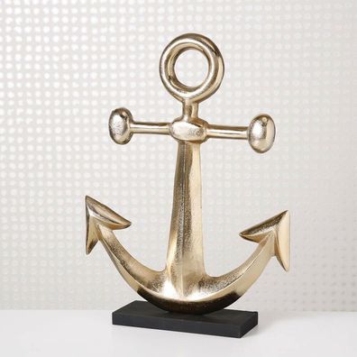 Deko ANKER Aufsteller Gold 54 cm Metall Maritime Deko Objekt Stockanker Geschenk