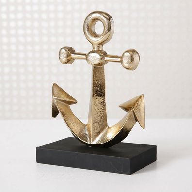 Deko ANKER Aufsteller Gold 21 cm Metall Maritime Deko Objekt Stockanker Segler