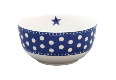Krasilnikoff Schale Happy Bowl PUNKTE Dunkelblau Müslischale Porzellan Schüssel