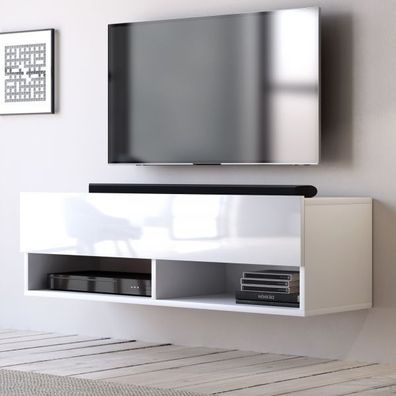 TV-Lowboard Board Hochglanz weiß TV-Unterteil hängend Rack 100 x 30 cm Epsom