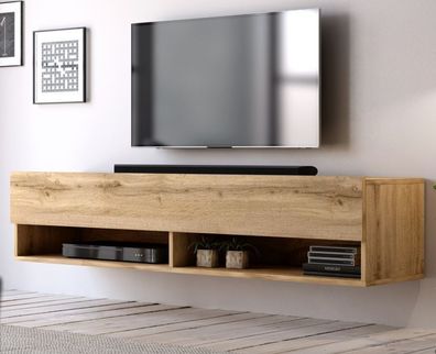 TV-Lowboard Fernsehschrank hängend Wotan Eiche TV-Unterteil 140 x 30 cm Epsom