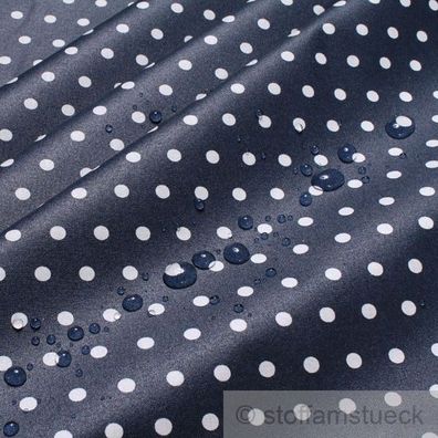Stoff Baumwolle Acryl Punkte klein dunkelblau weiß beschichtet wasserabweisend
