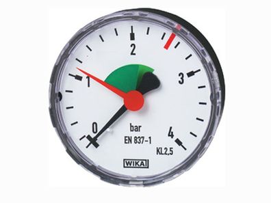 Wika Manometer 0-4 bar Anschluss hinten - unten Durchmesser 63 mm Anzeige