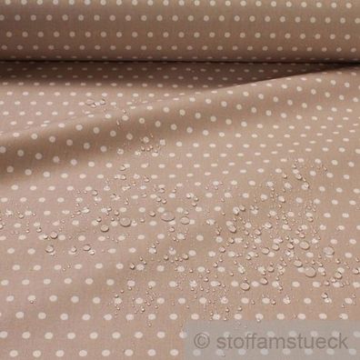 Stoff Baumwolle Acryl Punkte klein beige weiß beschichtet wasserabweisend