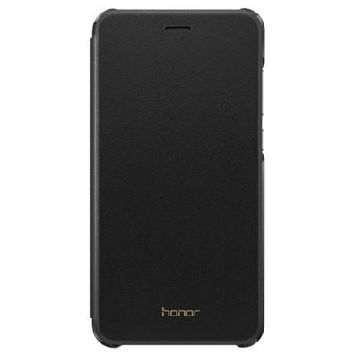 Original Huawei Honor 8 Lite Protective Flip Cover Schutzhülle Kunstleder Schwarz