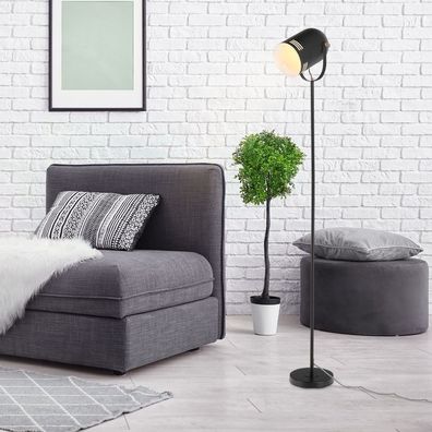 HOMCOM® Stehleuchte neben Sofa Stehlampe E27-Fassung 90° verstellbar Metall Schwarz