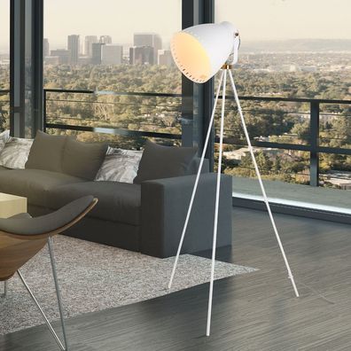 HOMCOM® Stehleuchte neben Sofa Stehlampe E27-Fassung 120° verstellbar Metall Weiß