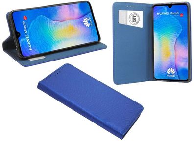 Huawei Mate 20 Tasche Blau Handyhülle Schutzhülle Flip Case Cover Etui Hülle