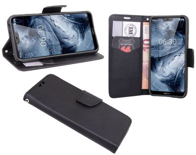 Nokia 5.1 Plus 2018 Tasche Schwarz Handyhülle Schutzhülle Flip Case Cover Etui Hülle