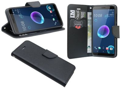 HTC Desire 12 Tasche Schwarz Handyhülle Schutzhülle Flip Case Cover Etui Hülle