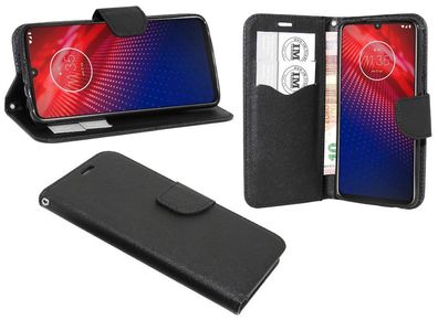 Motorola Moto Z4 Tasche Schwarz Handyhülle Schutzhülle Flip Case Cover Etui Hülle