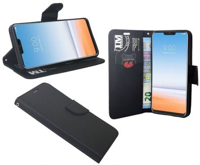 LG G7 ThinQ Tasche Schwarz Handyhülle Schutzhülle Flip Case Cover Etui Hülle