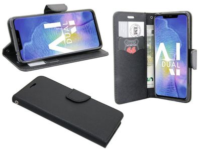 Huawei Mate 20 Pro Tasche Schwarz Handyhülle Schutzhülle Flip Case Cover Etui Hülle
